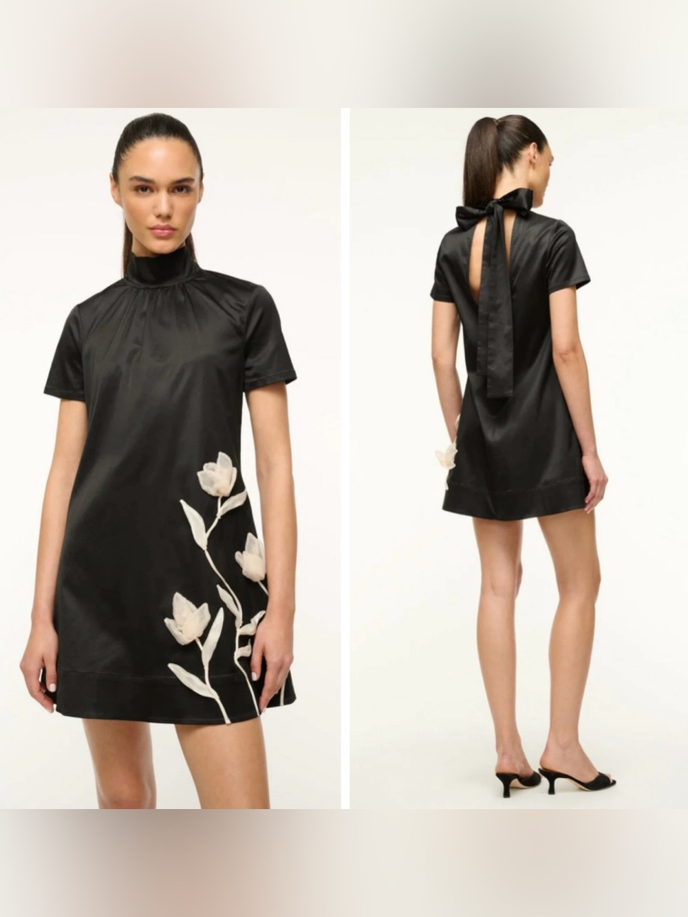 Staud Mini Ilana Dress with Floral Appliqué Size Small - Picture 1 of 8